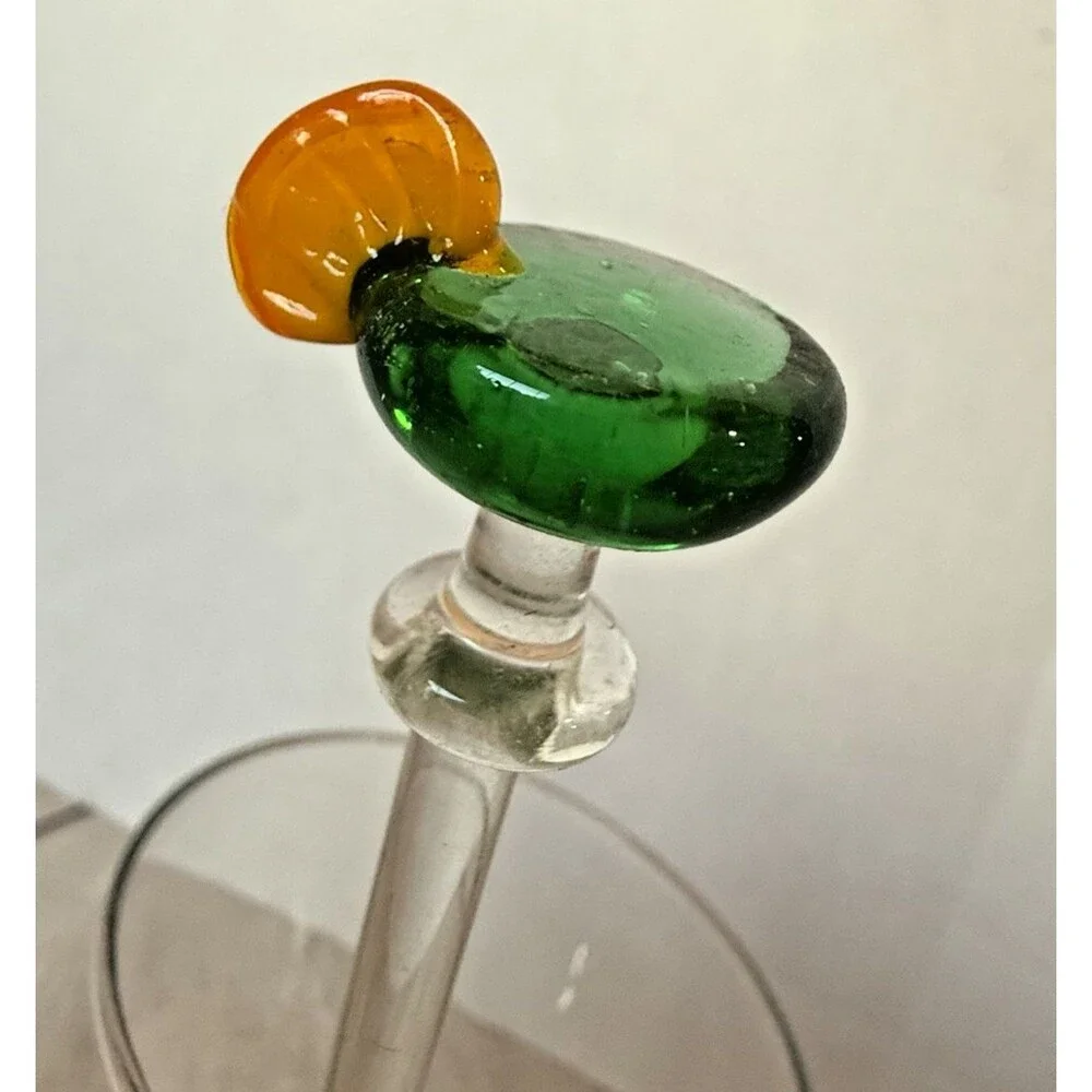 Vintage Murano Style Hand Blown Glass Cocktail Swizzle Sticks Drink Stirrer 6Pc
